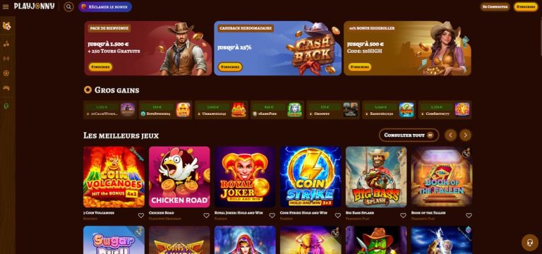 Playjonny Casino page accueil